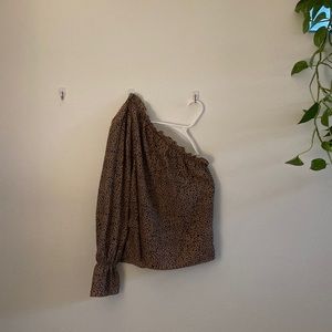 One Shoulder Printed Blouse